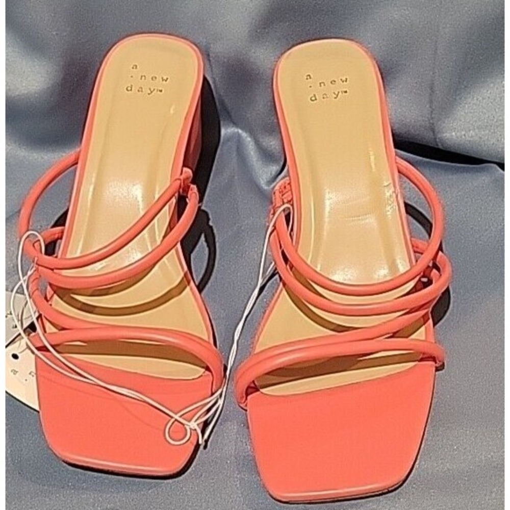 Women's Blakely Mule Heels - A New Day Coral size 8.5